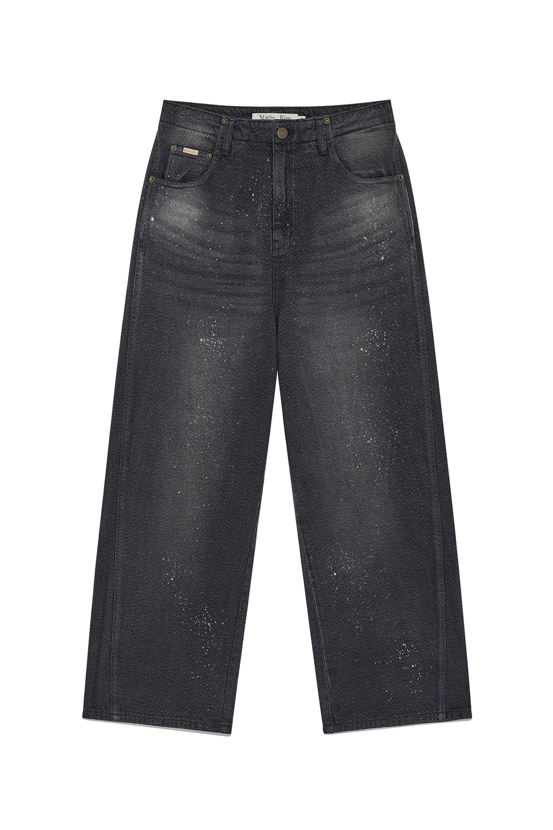 Matin Kim Back Line Point Soft Shiny Denim — Navy blue