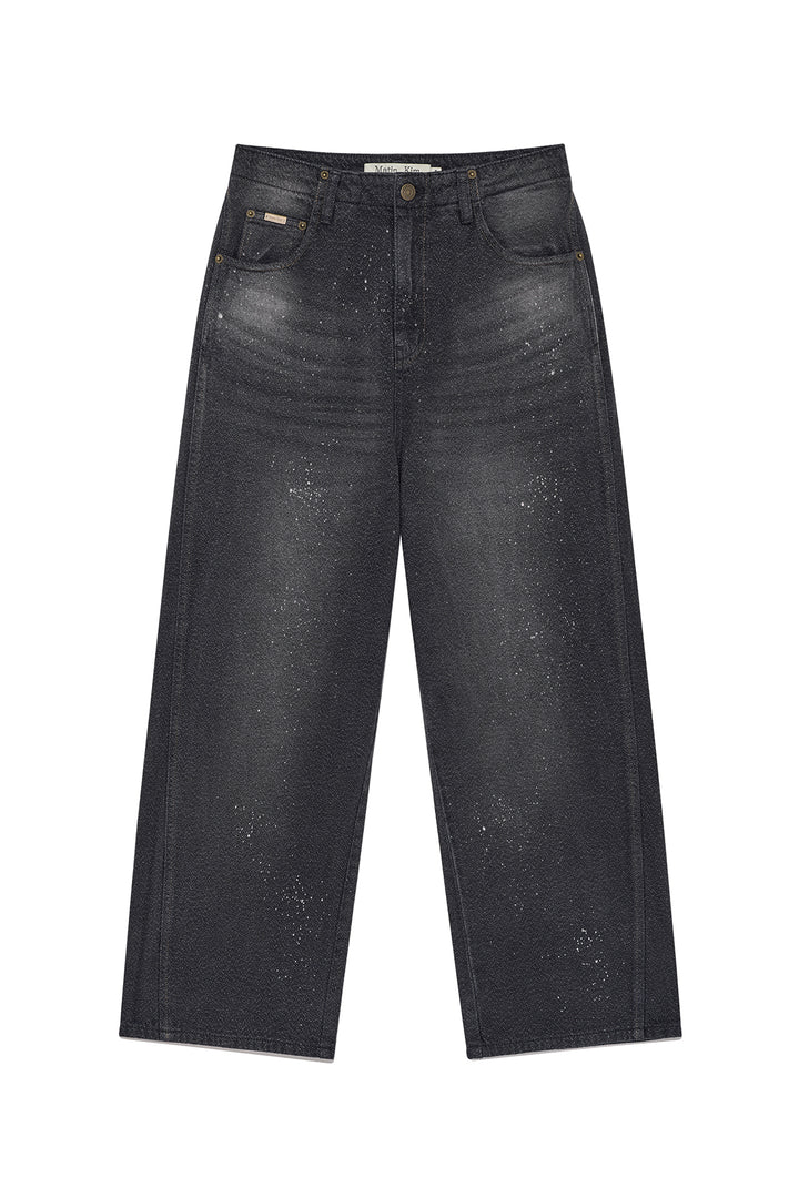 Matin Kim Back Line Point Soft Shiny Denim — Navy blue