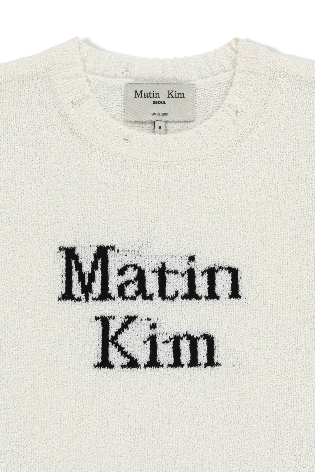 Matin Kim Half Sleeve Logo Pullover — White