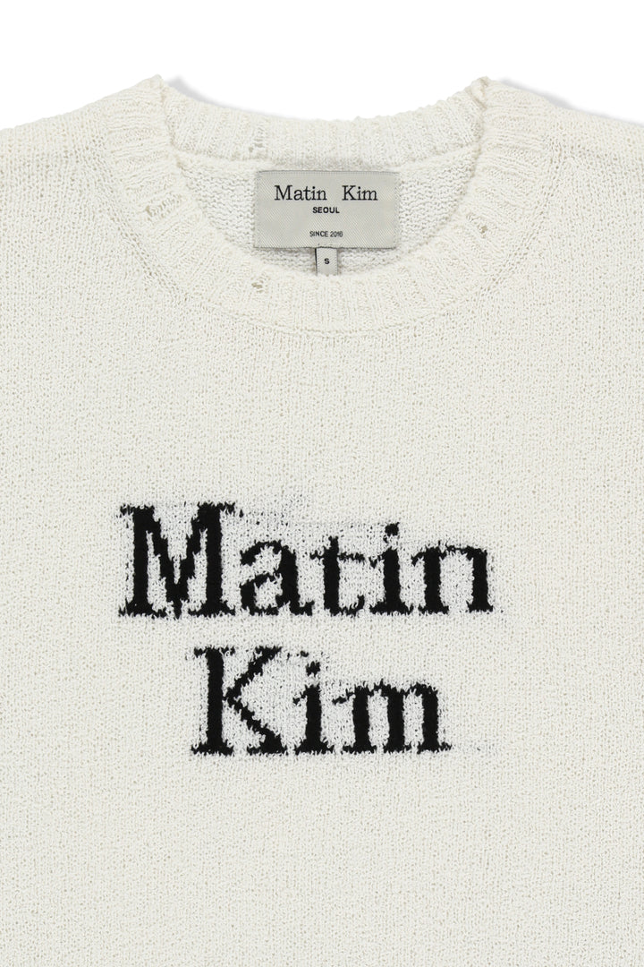 Matin Kim Half Sleeve Logo Pullover — White