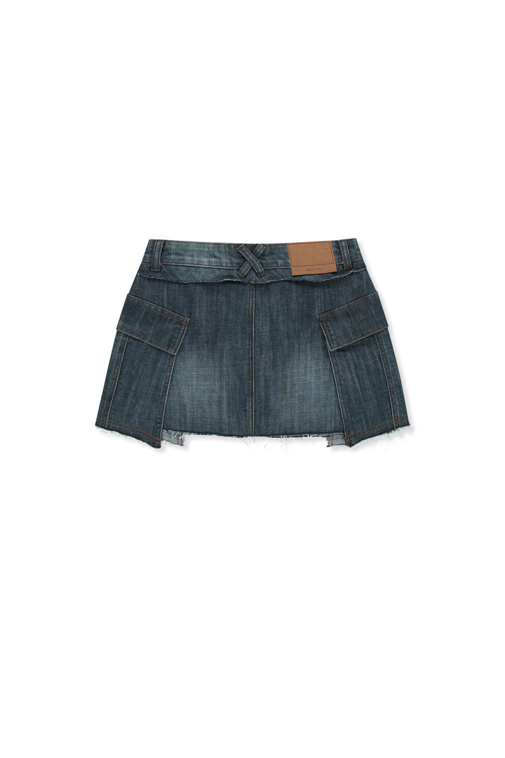 Matin Kim Cargo Mini Denim Skort — Blue