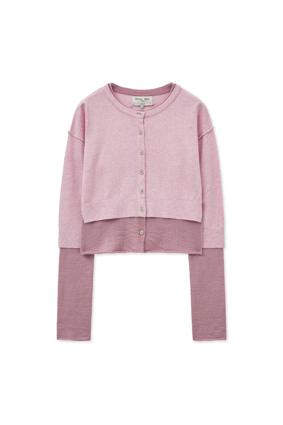Matin Kim Layered Texture Knit Cardigan in Lilac