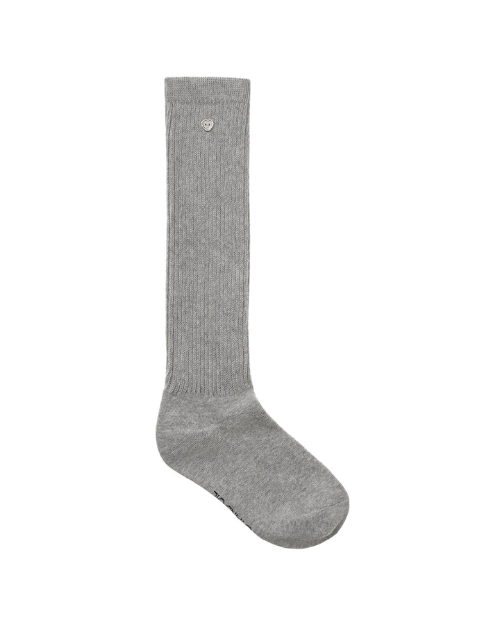 Stand Oil Heart Button Knee Socks — Gray