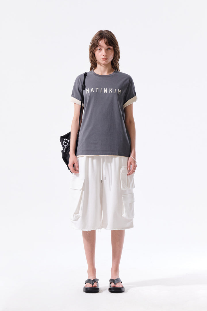 Matin Kim Terry Utility Pocket Bermuda — White