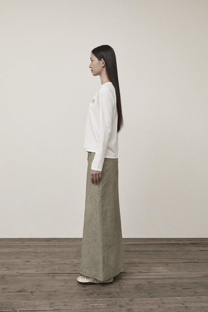 Matin Kim Washed Mermaid Long Skirt Light — Khaki