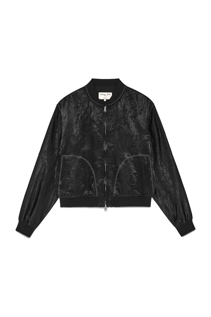 Matin Kim Back Logo Crinkle Blouson — Black