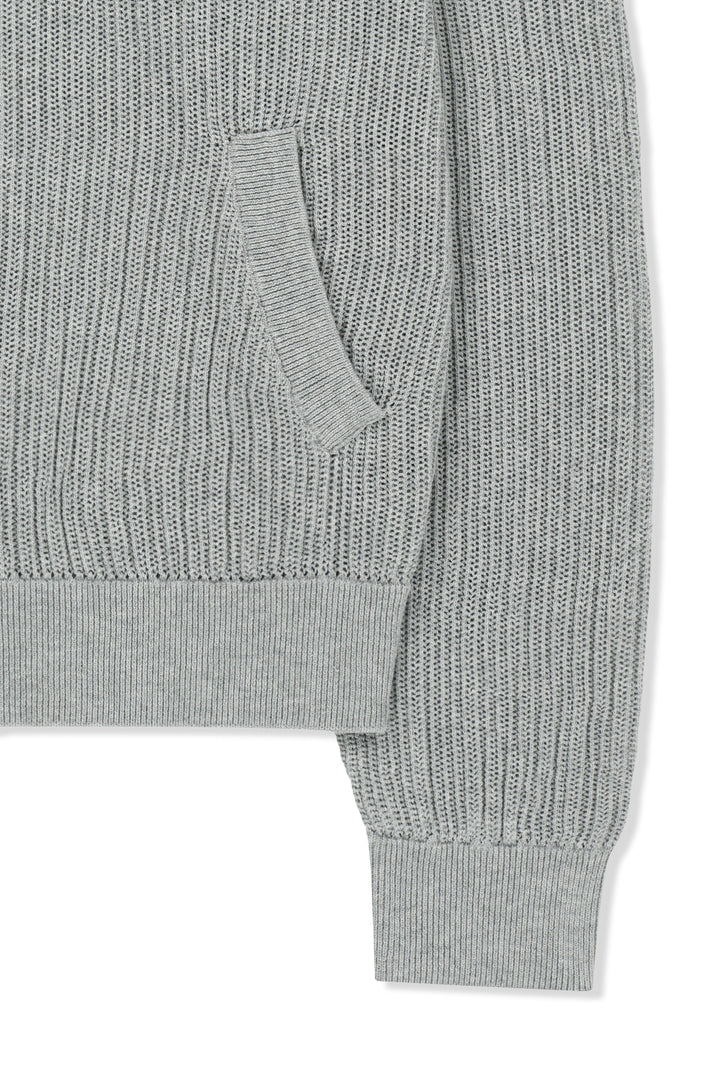 Matin Kim Back Logo Jacquard Mesh Knit Zip — Light Grey