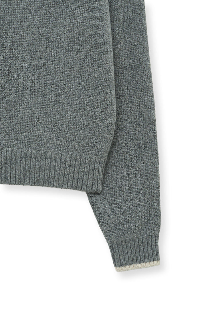 Matin Kim Back Logo Collar Knit Top — Gray