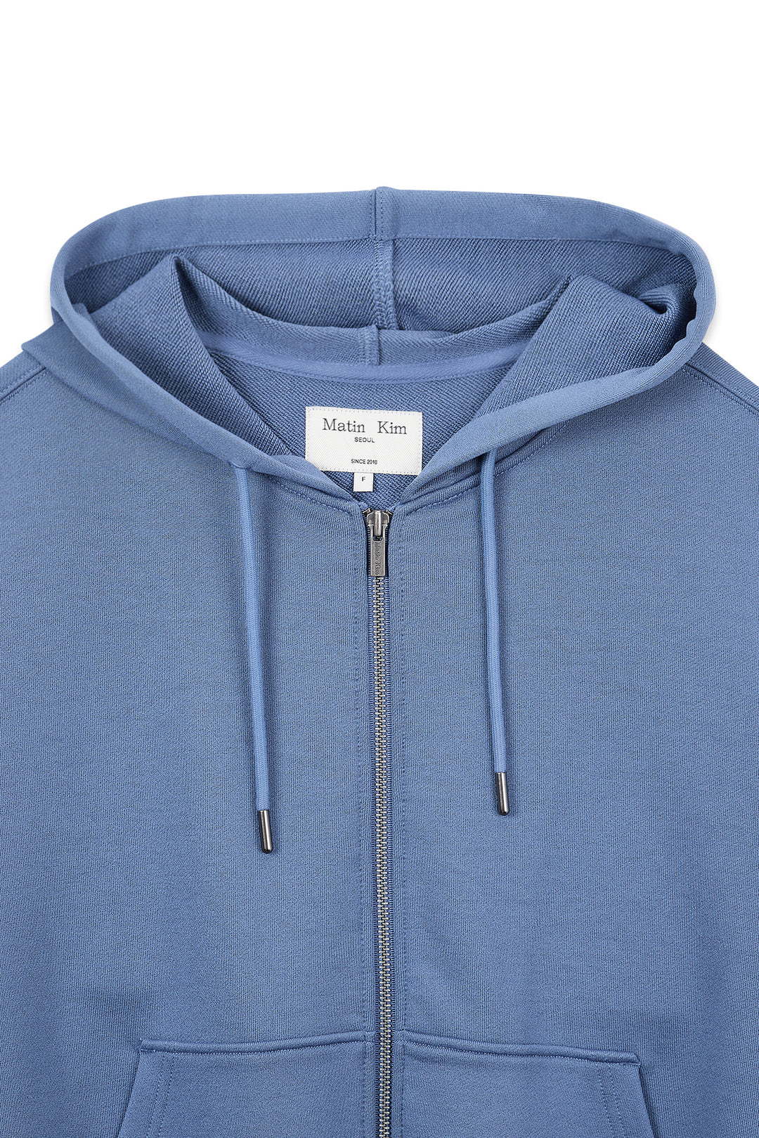 Matin Kim Back Logo Glitter Zip Hoodie — Blue