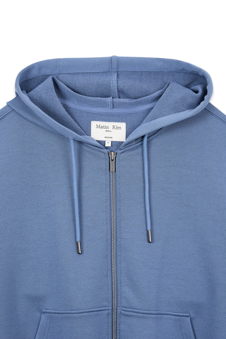 Matin Kim Back Logo Glitter Zip Hoodie — Blue