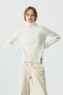 KIMMATIN Neck Slit Turtleneck Pullover — White