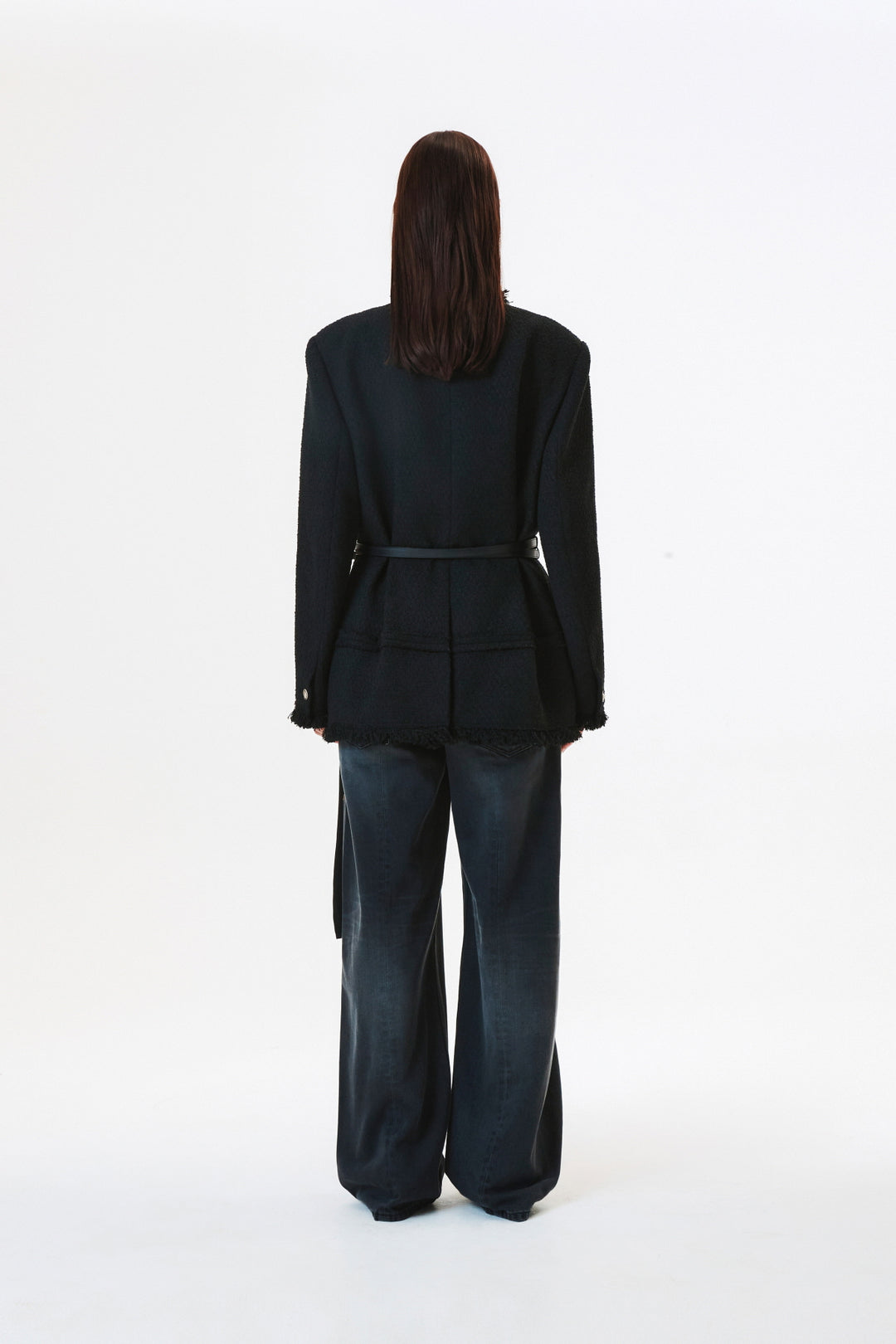 KIMMATIN Patch Pocket Tweed Jacket — Black
