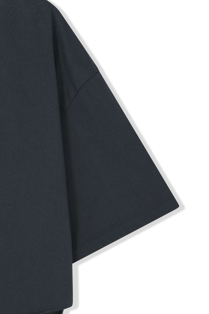 Matin Kim Tie Detail Draped Logo Top — Charcoal