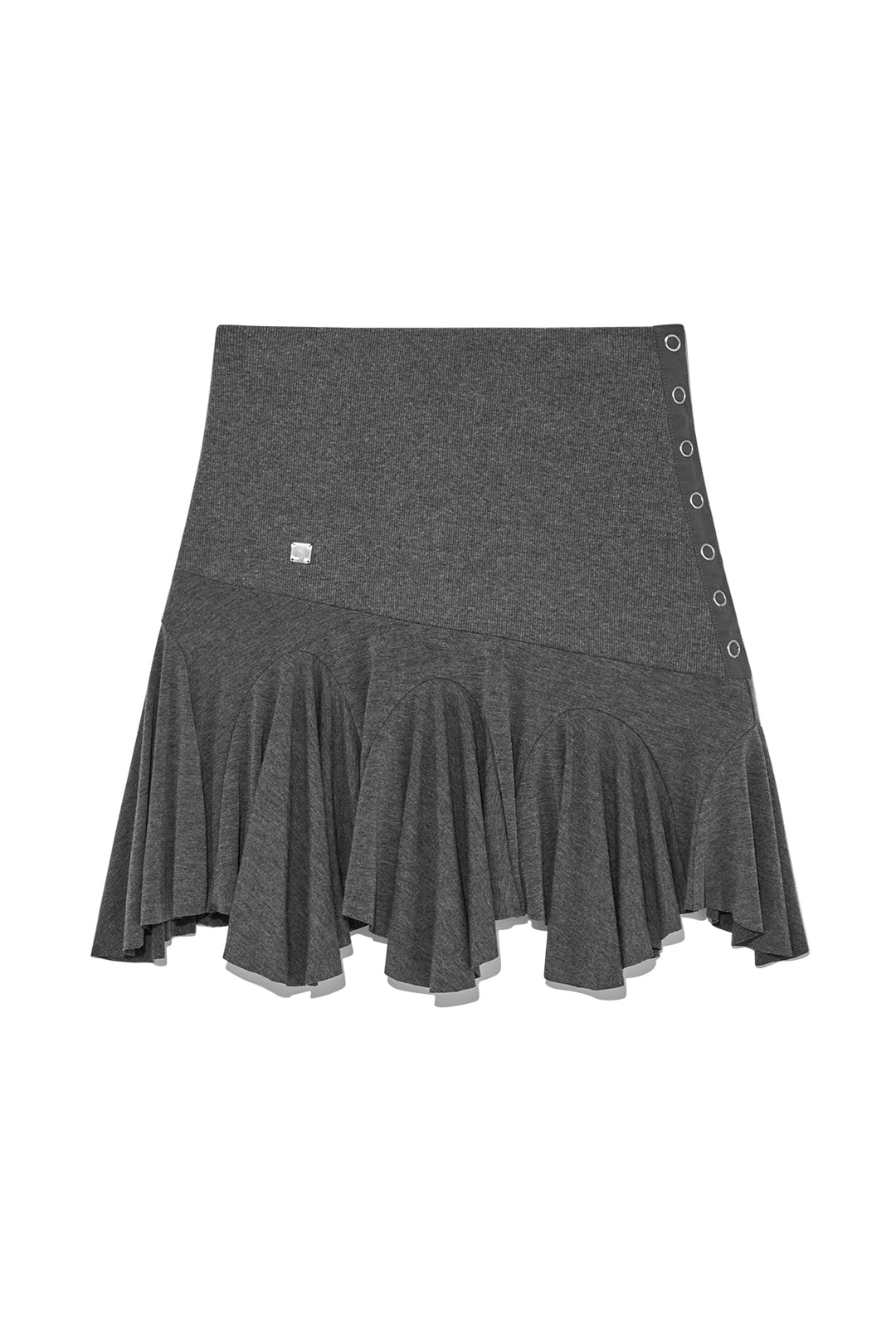 Matin Kim Unbalance Flare Folding Skirt — Charcoal