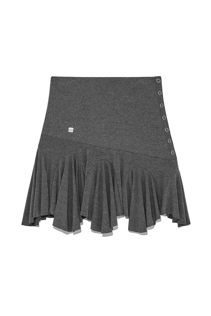 Matin Kim Unbalance Flare Folding Skirt — Charcoal