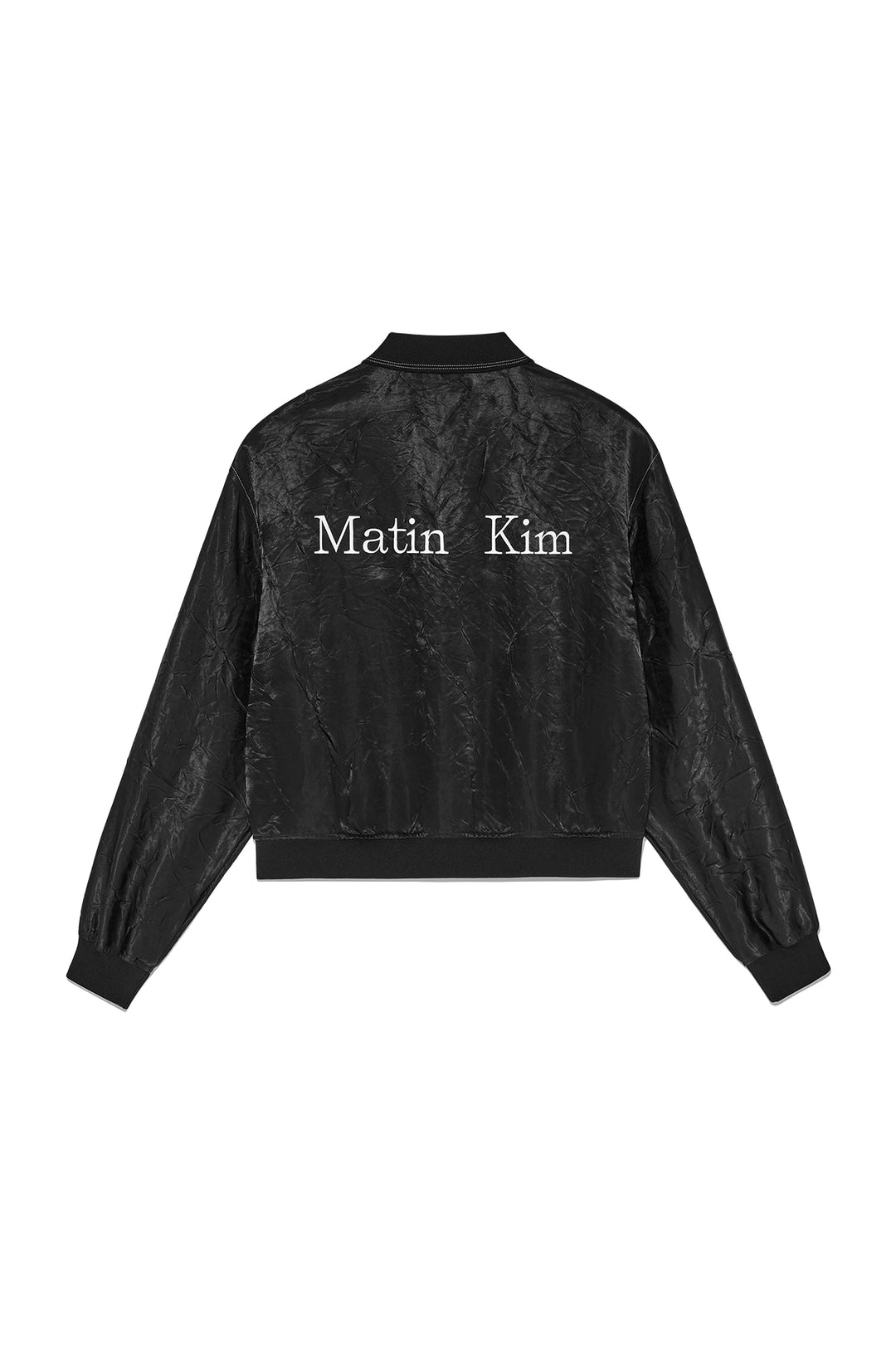 Matin Kim Back Logo Crinkle Blouson — Black