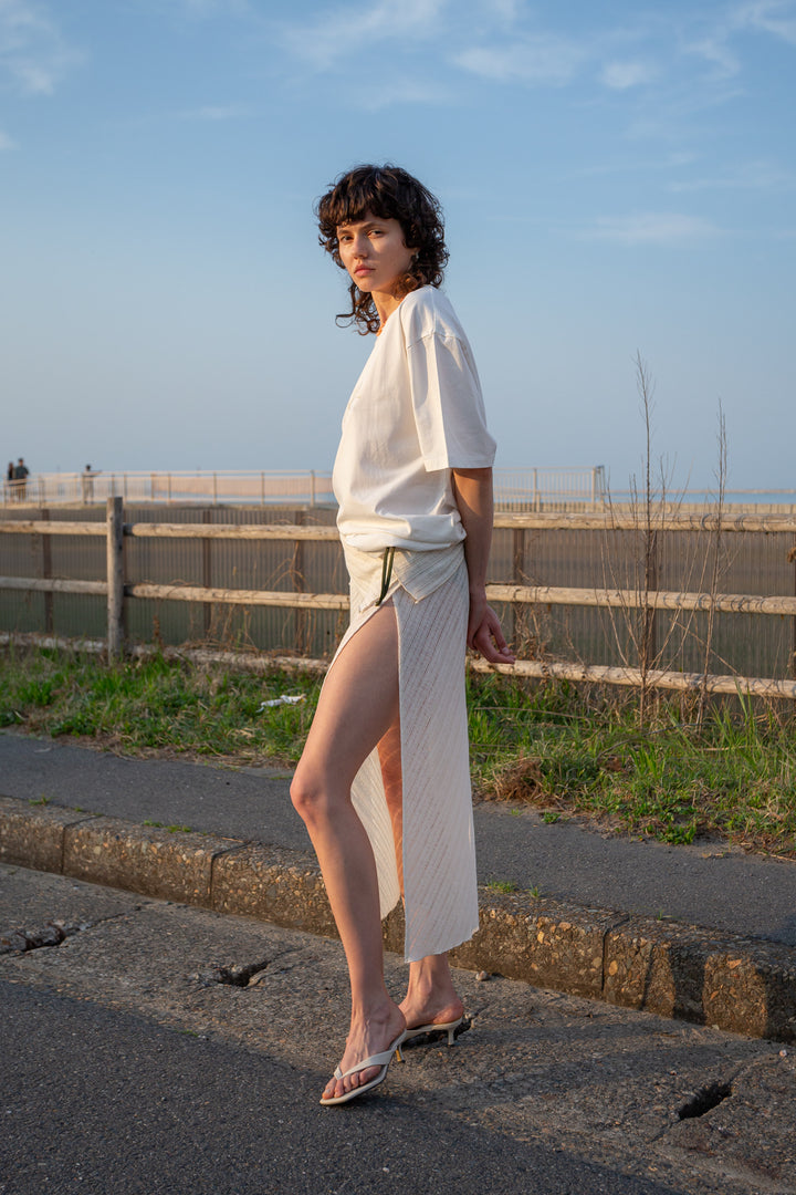 Matin Kim Foldover Layered Maxi Wrap Skirt — Ivory