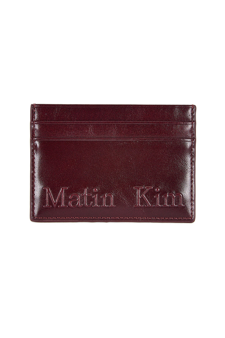 Matin Kim Embossed Logo Card Wallet — Burgundy
