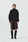 KIMMATIN Faux Leather Midi Wrap Skirt — Burgundy