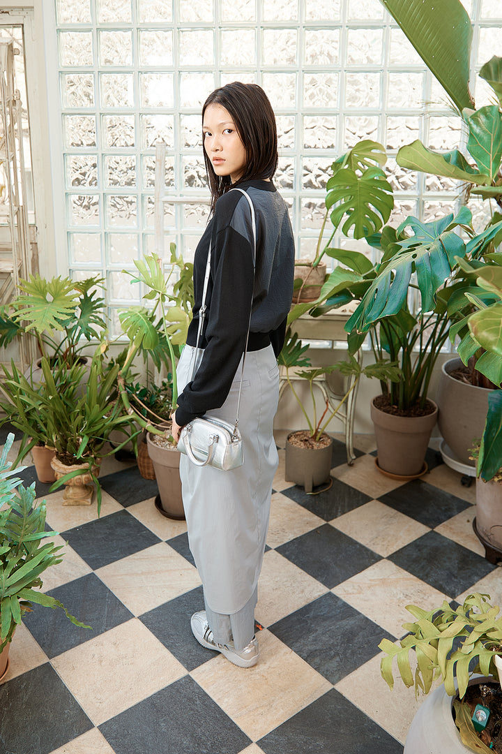 Matin Kim Back Logo See-Through Cardigan — Black