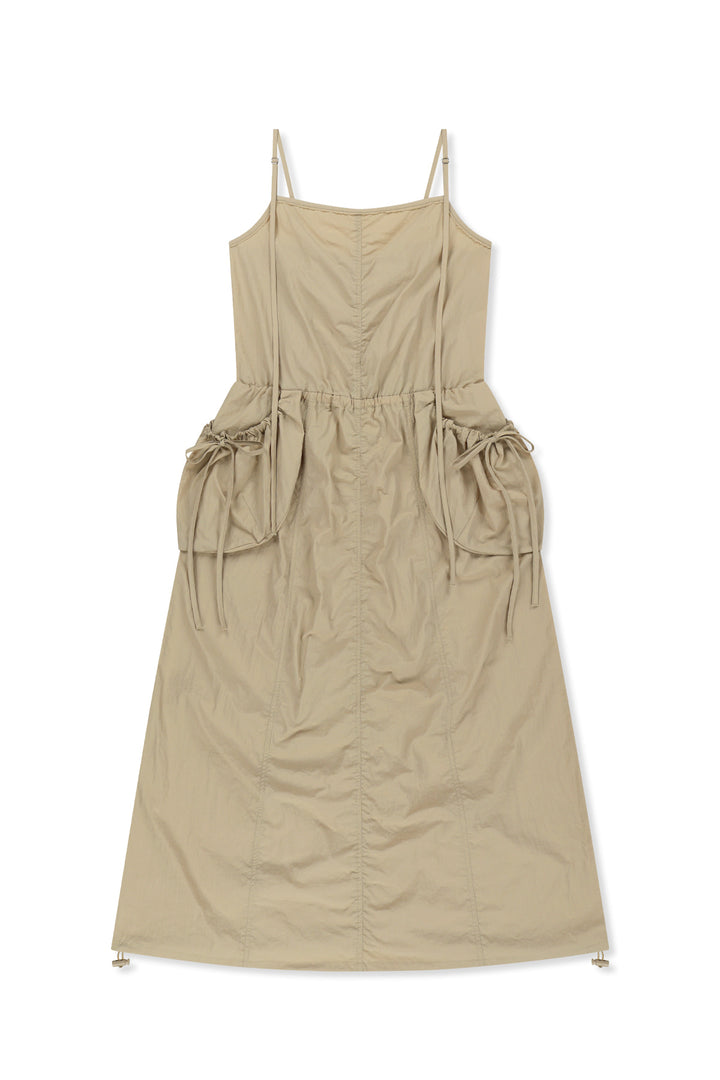 Matin Kim Strap Detail Sleeveless Utility Dress — Beige