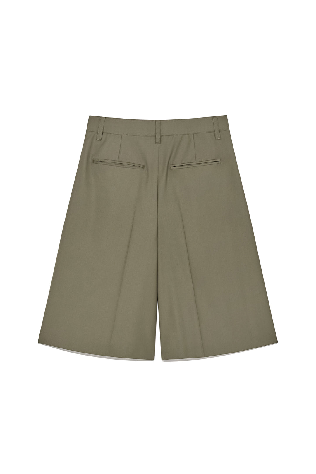 Matin Kim Bermuda Pleats Skirt Pants — Khaki