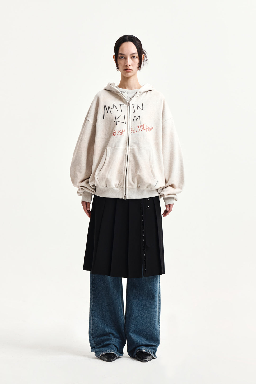Matin Kim Back Pocket Patch Destroyed Denim — Blue