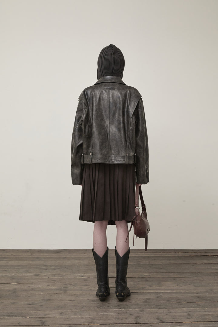 Matin Kim Faux Leather Belted Rider Jumper — Charcoal