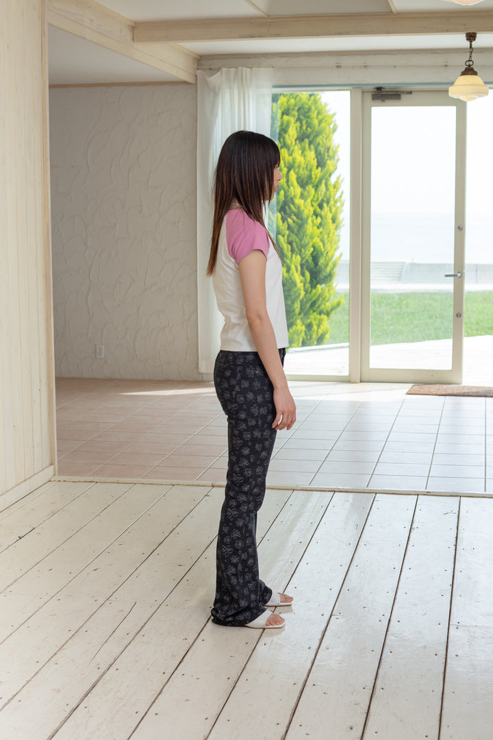 Matin Kim Flower Stitch Raglan Logo Top — Pink