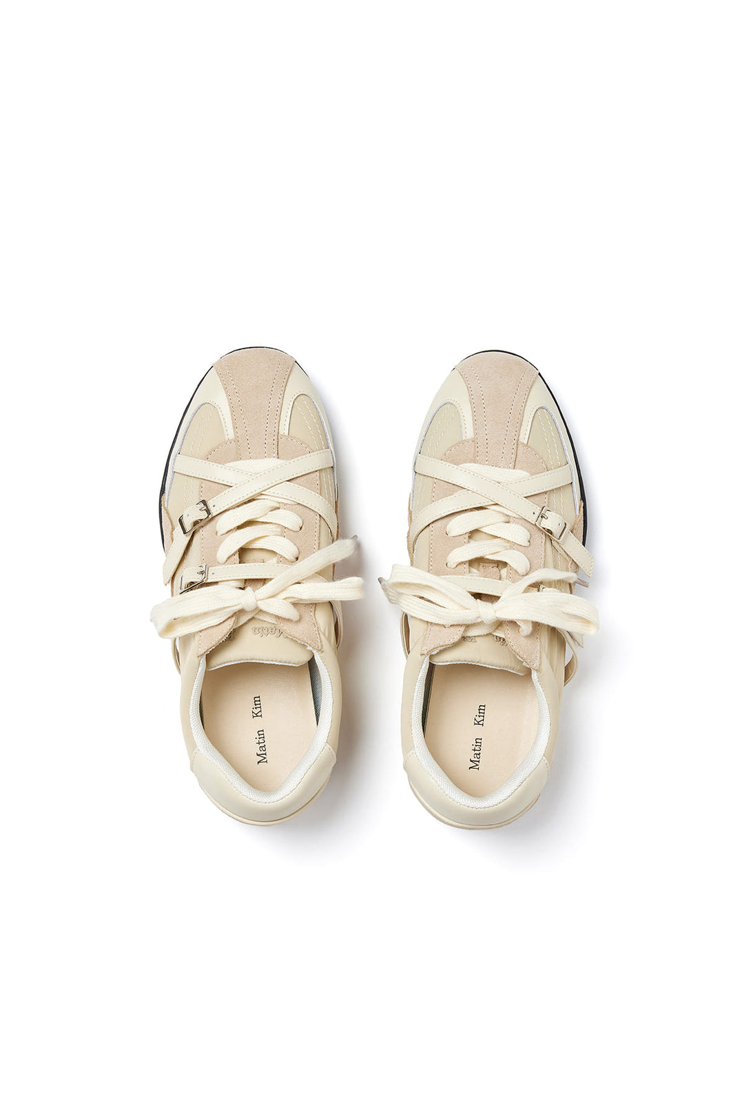 Matin Kim Cross Strap Suede Block Sneaker — Beige