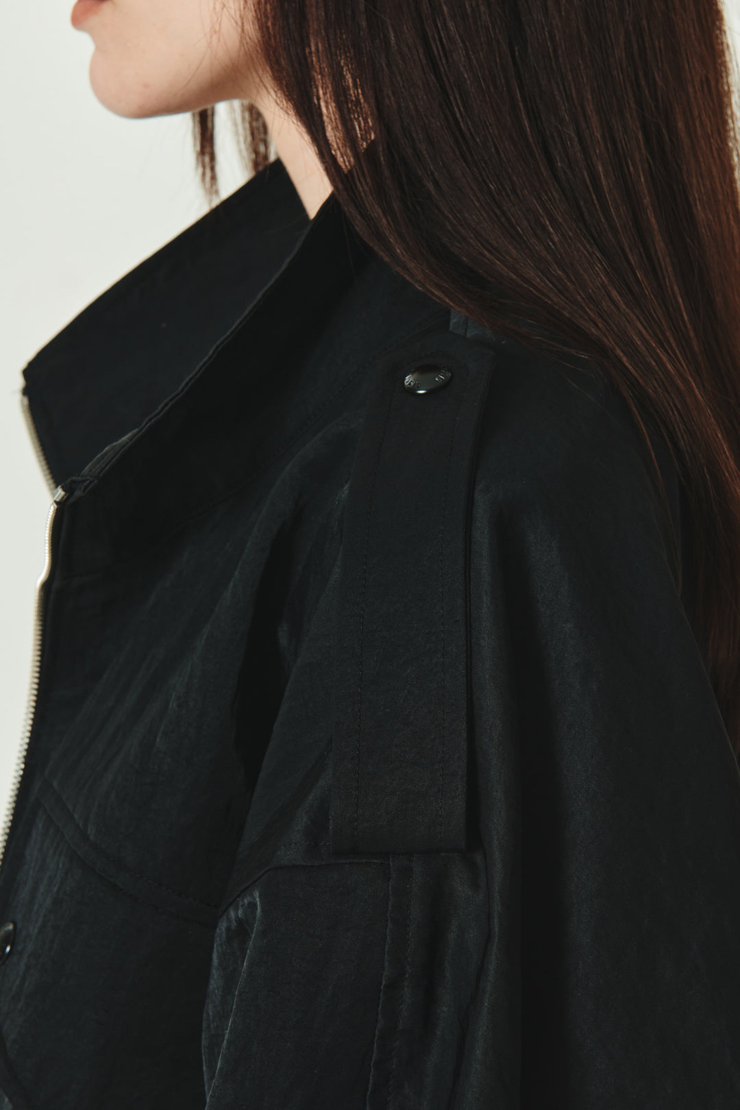 KIMMATIN High Neck Nylon Jumper — Black
