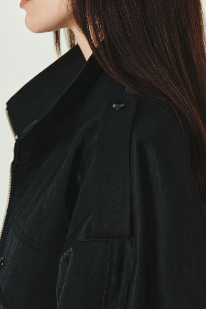 KIMMATIN High Neck Nylon Jumper — Black