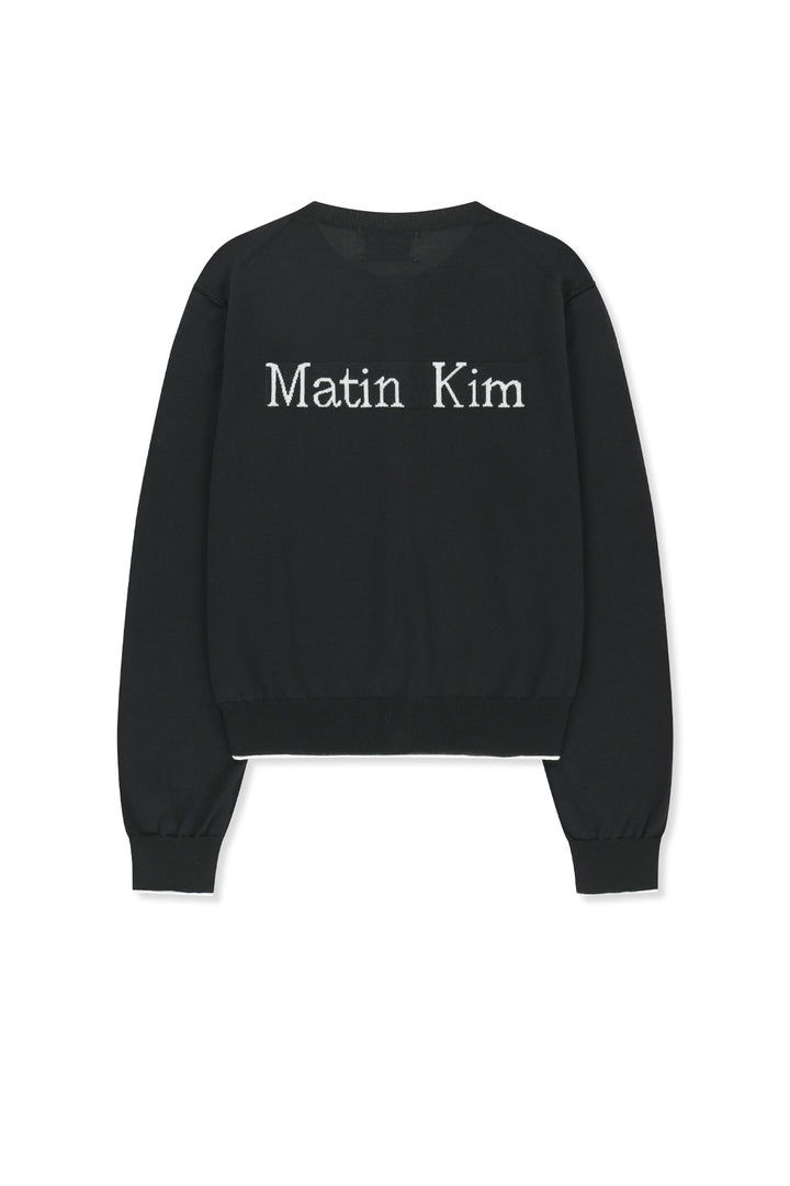Matin Kim Back Logo Sheer Cardigan — Black