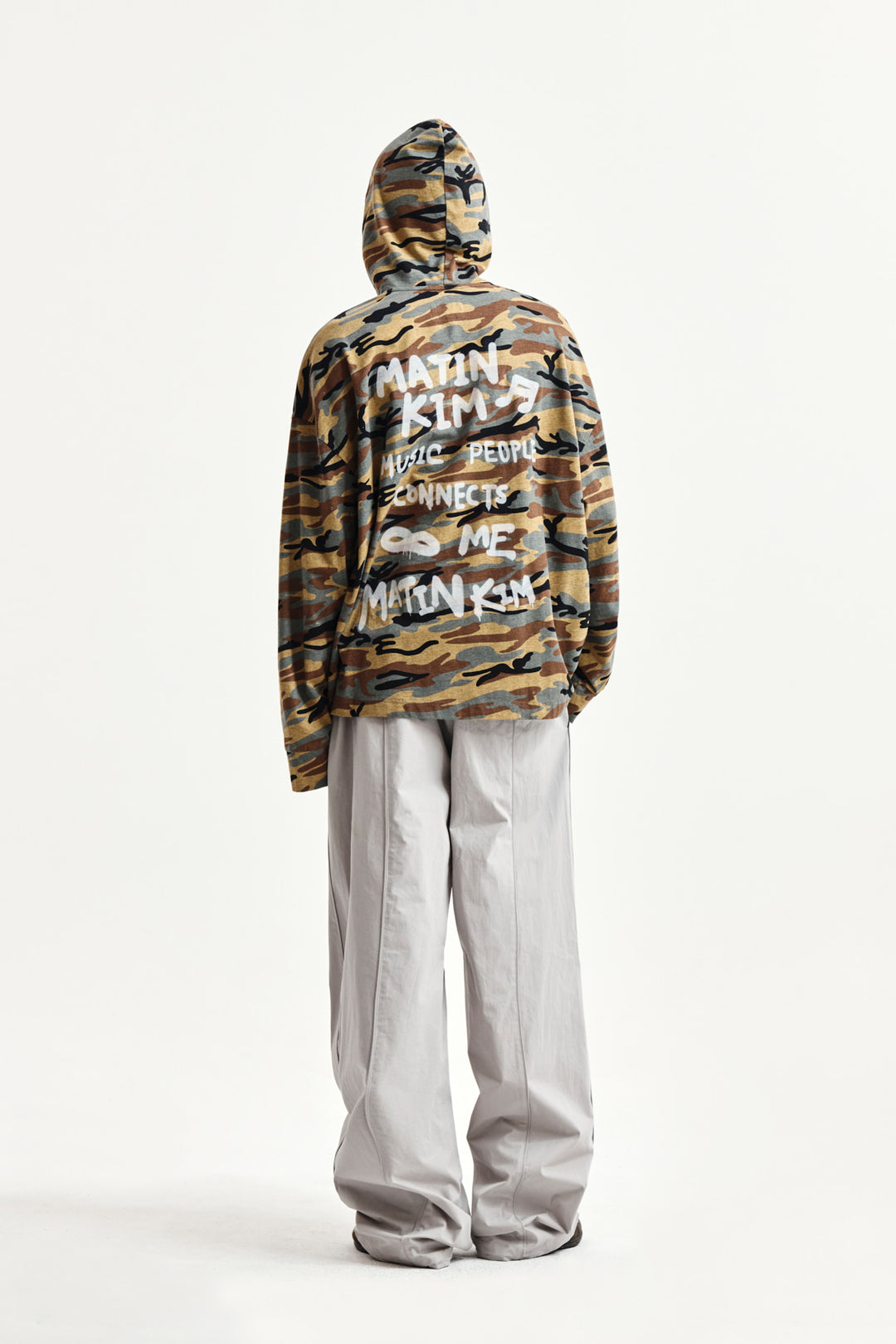Matin Kim Typo Artwork Camouflage Hoody — Camel
