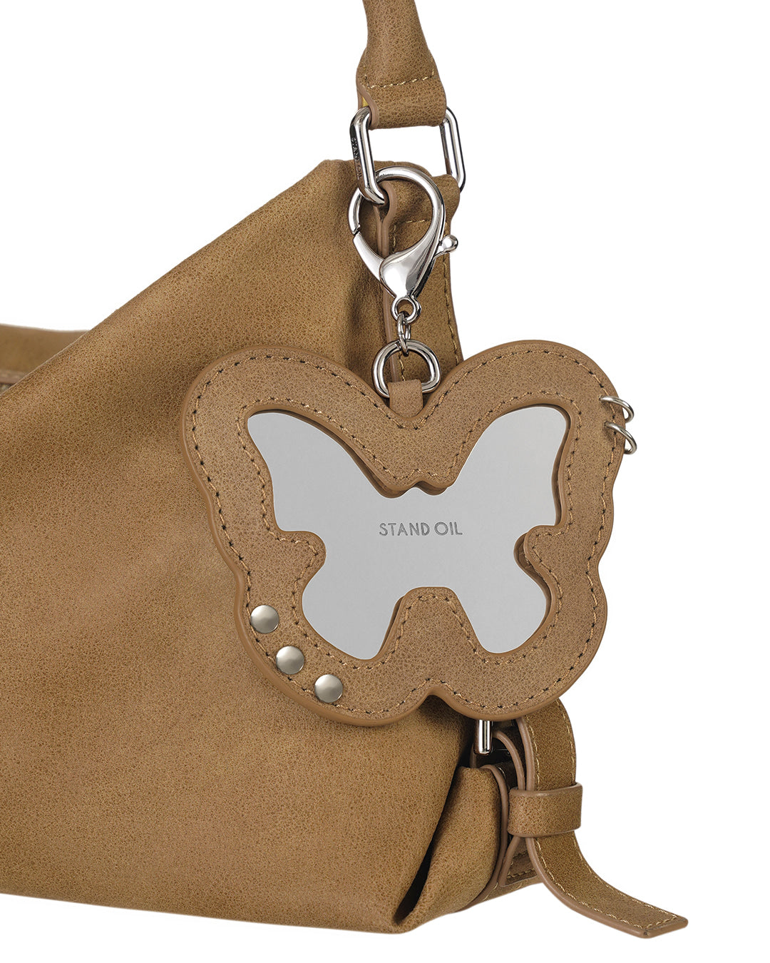Stand Oil Fleeting Mirror Keyring — Camel