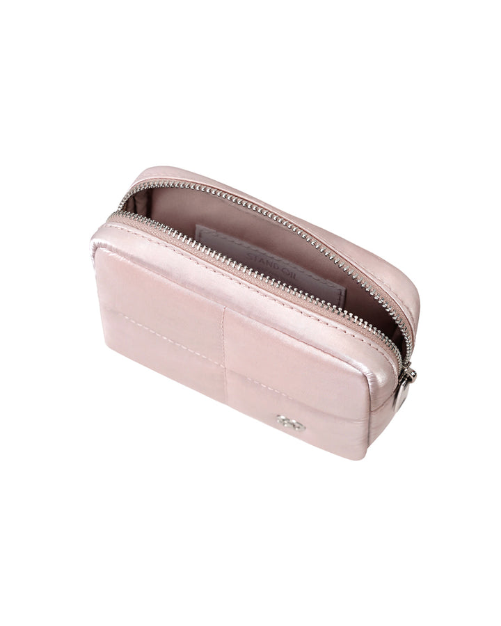 Stand Oil Bubble Pouch — Quilted Nylon Mini — Soft Pink