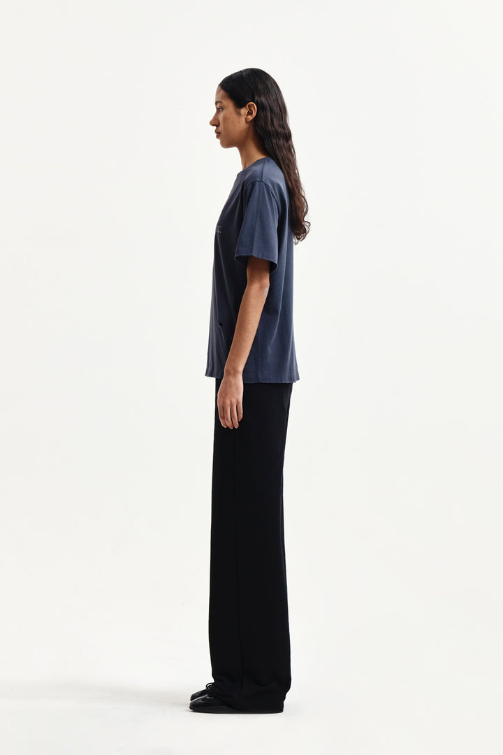 Matin Kim Spray Washed Lettering Damaged Top — Navy blue