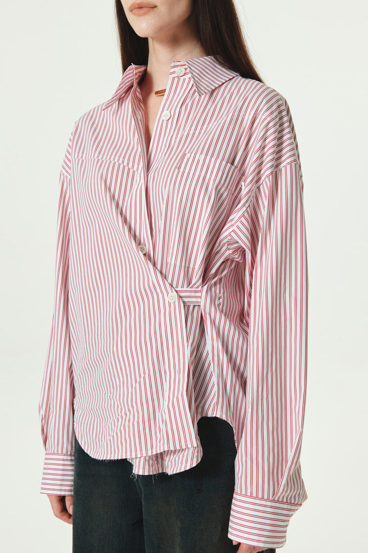 KIMMATIN Two Way Stripe Shirt — Red