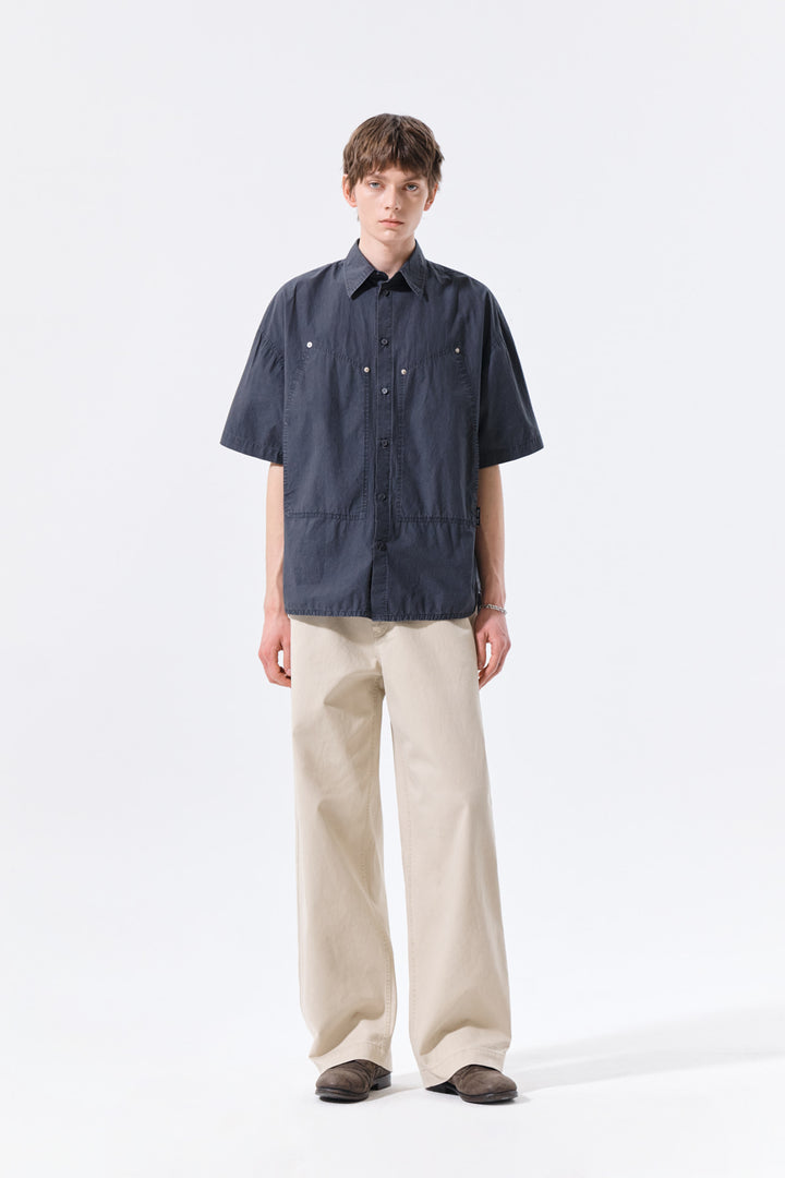 Matin Kim Half Sleeve Pocket Shirt — Charcoal