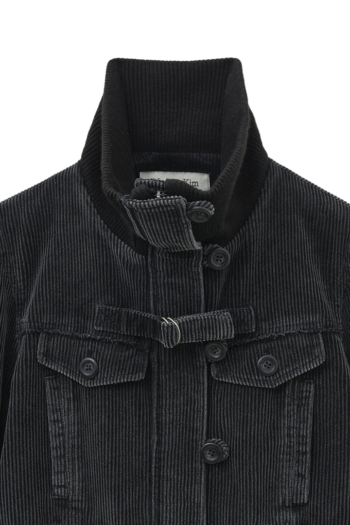 Matin Kim Washed Corduroy Bomber Jumper — Black