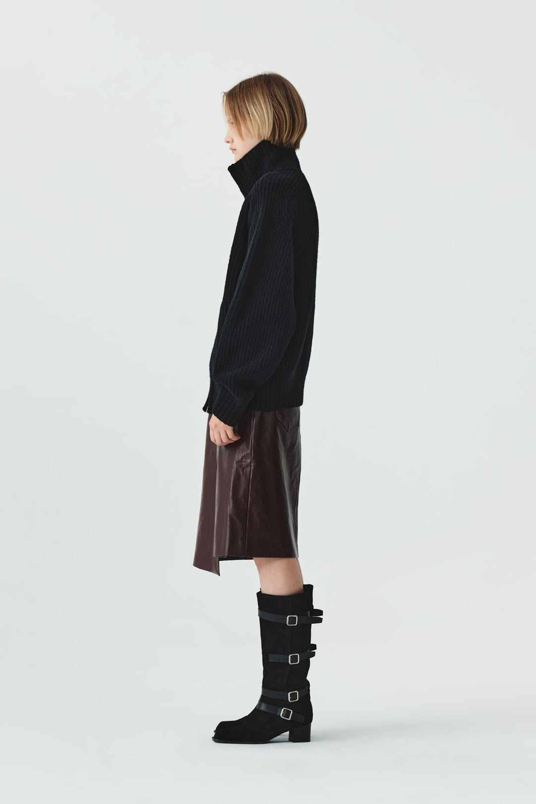KIMMATIN High Neck Zip Up Cardigan — Black