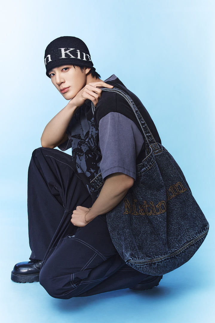 Matin Kim Stitch Denim Shoulder Bag — Black