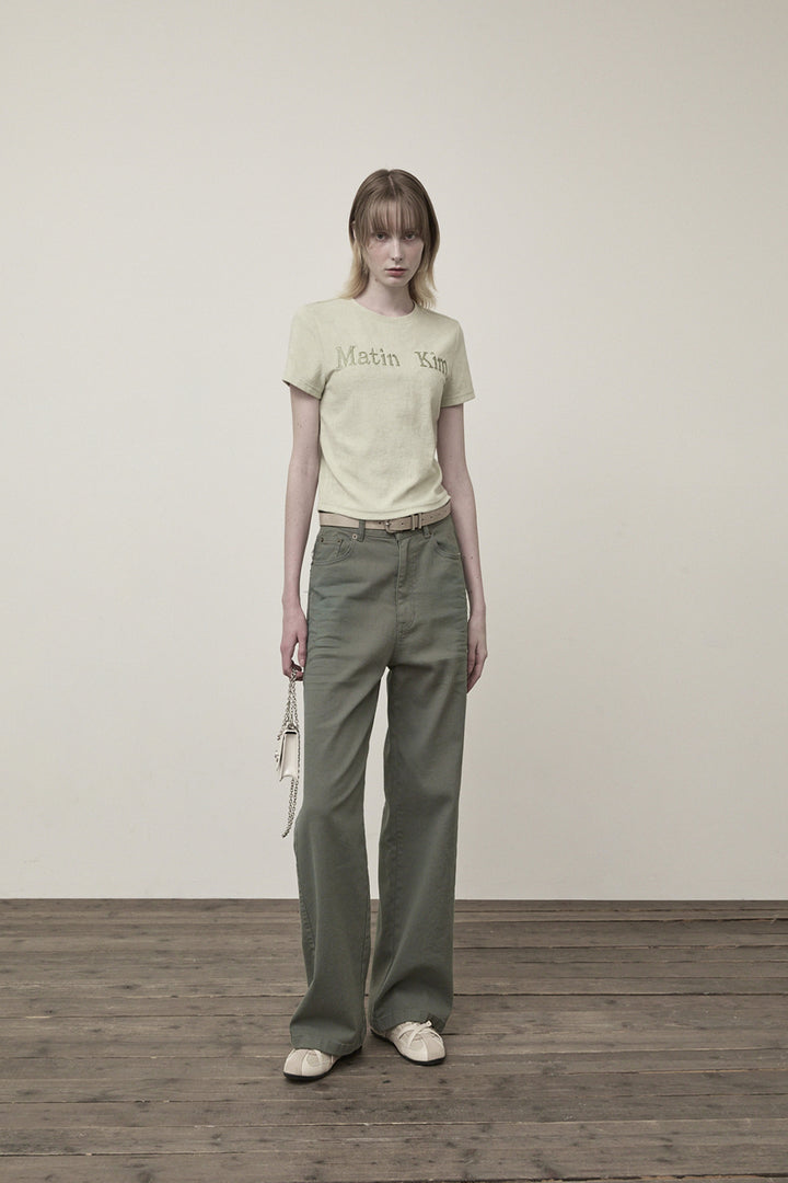 Matin Kim Logo Point Terry Crop Top — Green