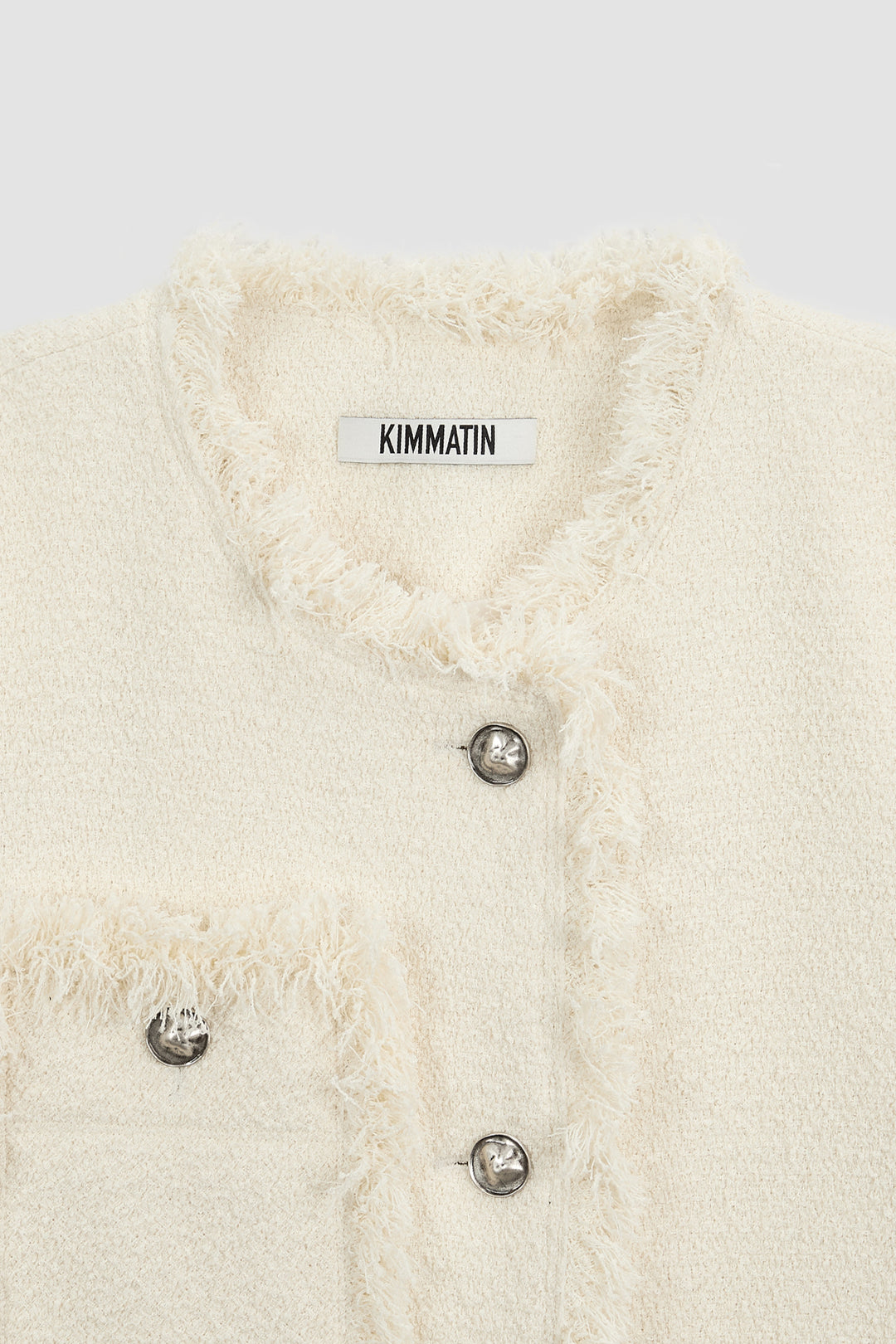 KIMMATIN Patch Pocket Tweed Jacket — Ivory