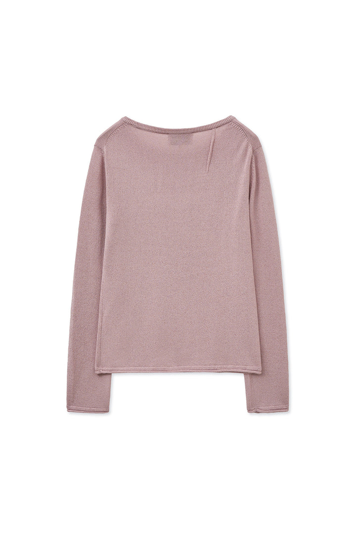Matin Kim Glitter Slim Logo Knit Top — Pink