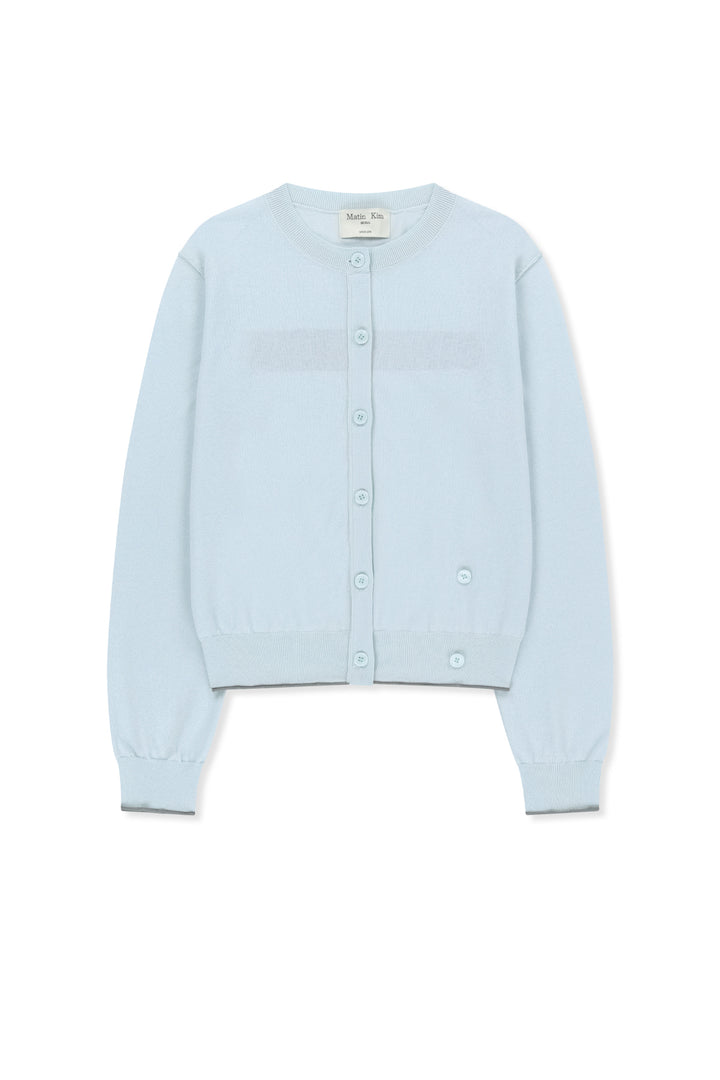 Matin Kim Back Logo Sheer Cardigan — Light Blue