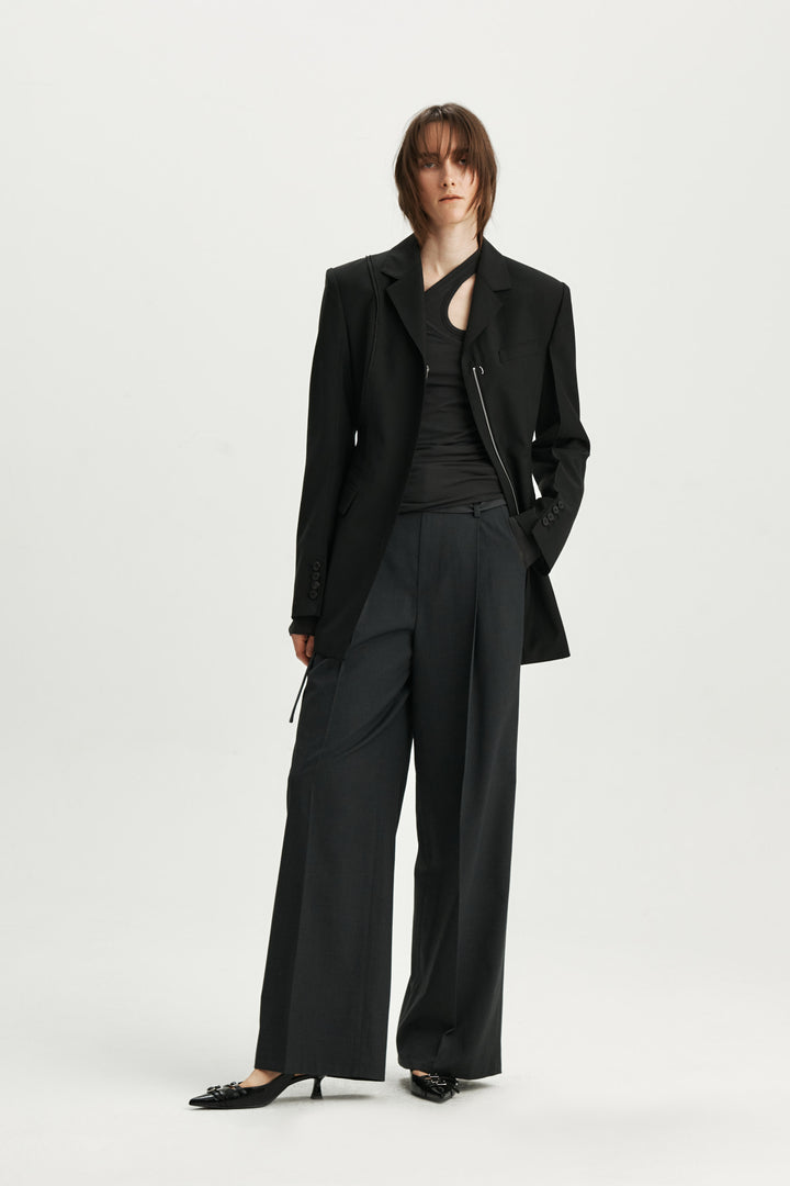 KIMMATIN Zipper Point Tailored Jacket — Black