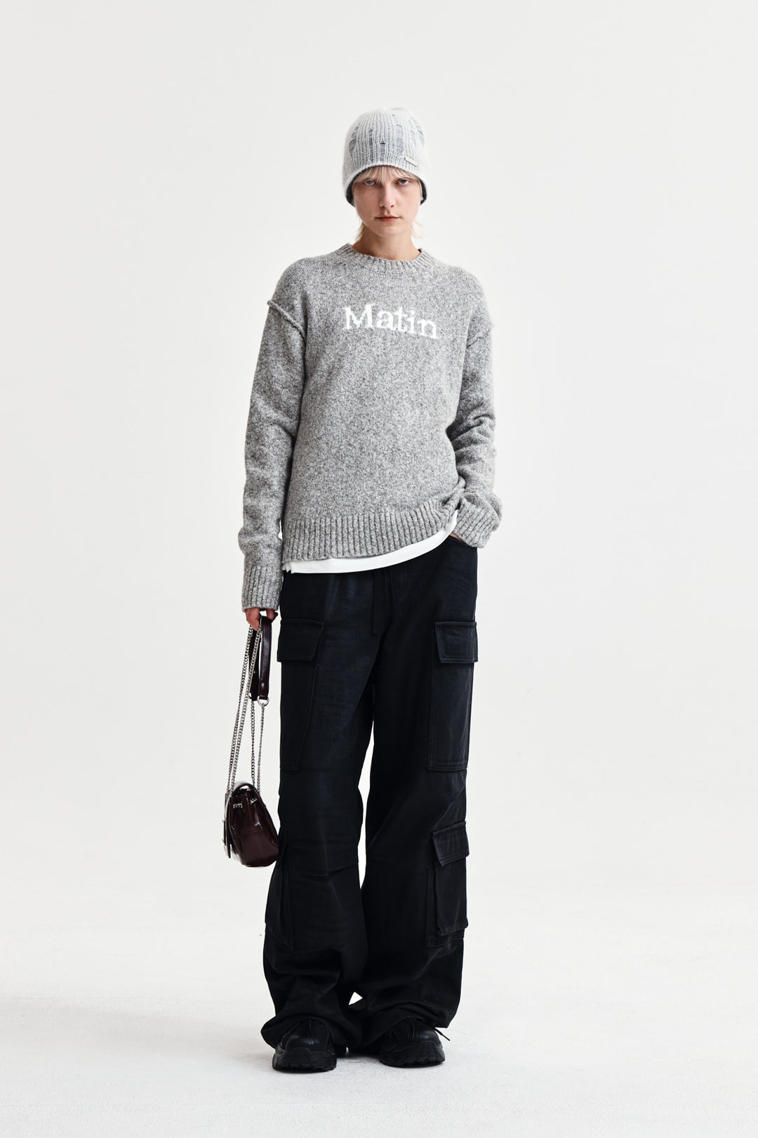 Matin Kim Mixed Yarn Knit Pullover — Gray