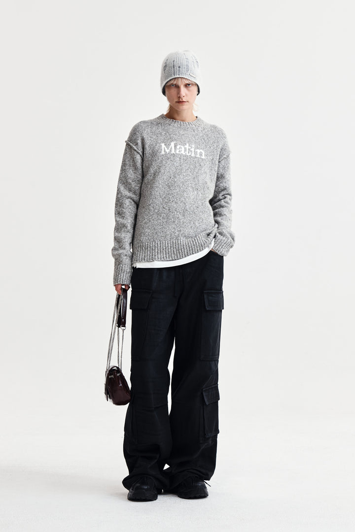 Matin Kim Mixed Yarn Knit Pullover — Gray