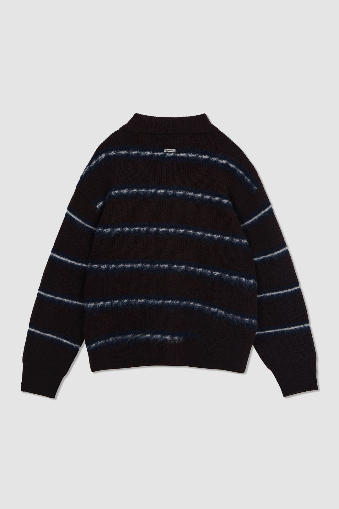 KIMMATIN Hairy Stripe Piqué Knit Top — Brown